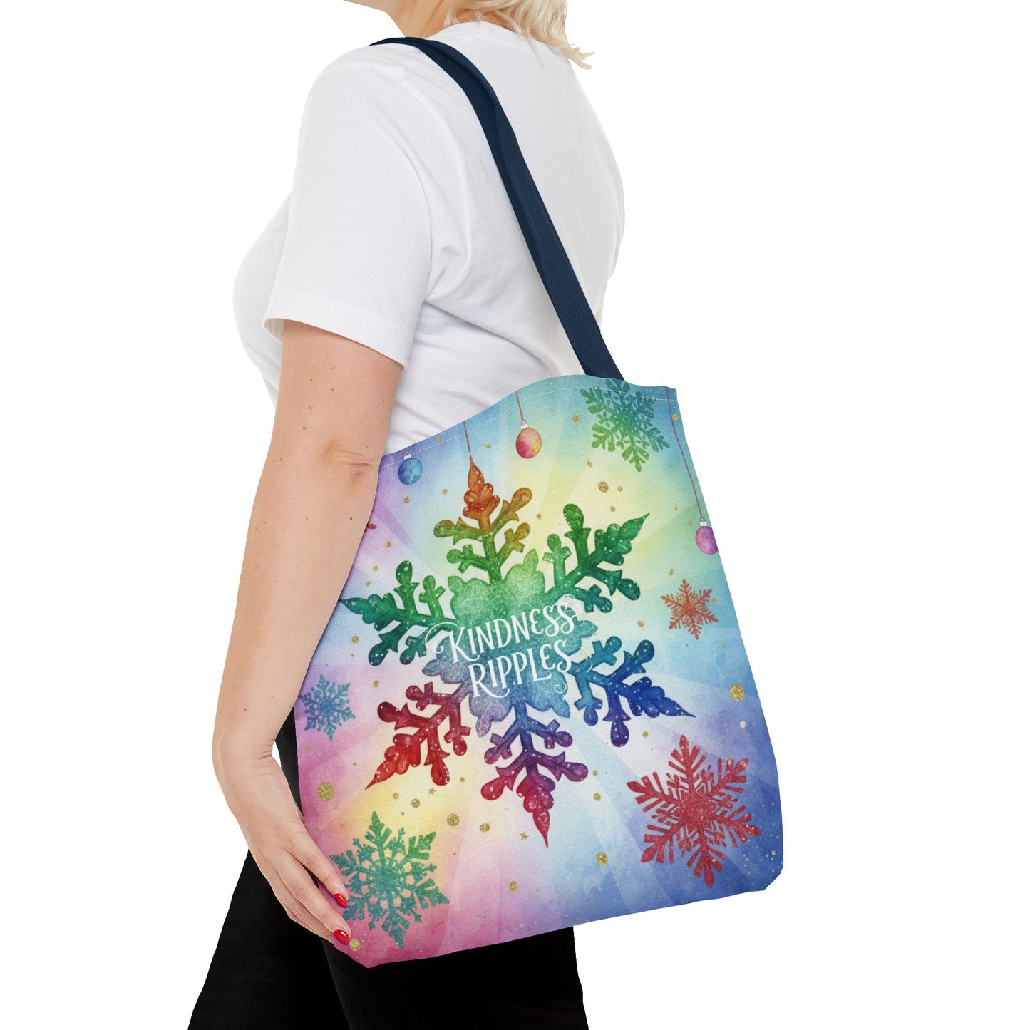 Kindness Ripples Winter Snowflake Tote Bag Colorful Kindness