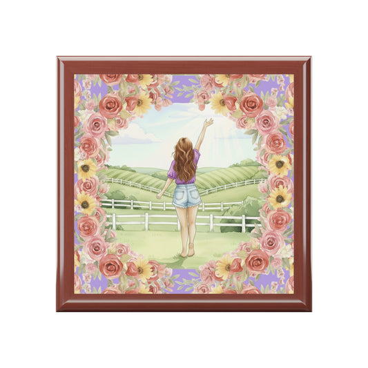 The Molly - Rolling KY Hills Breeze Jewelry Box with Floral Design for Treasure Storage