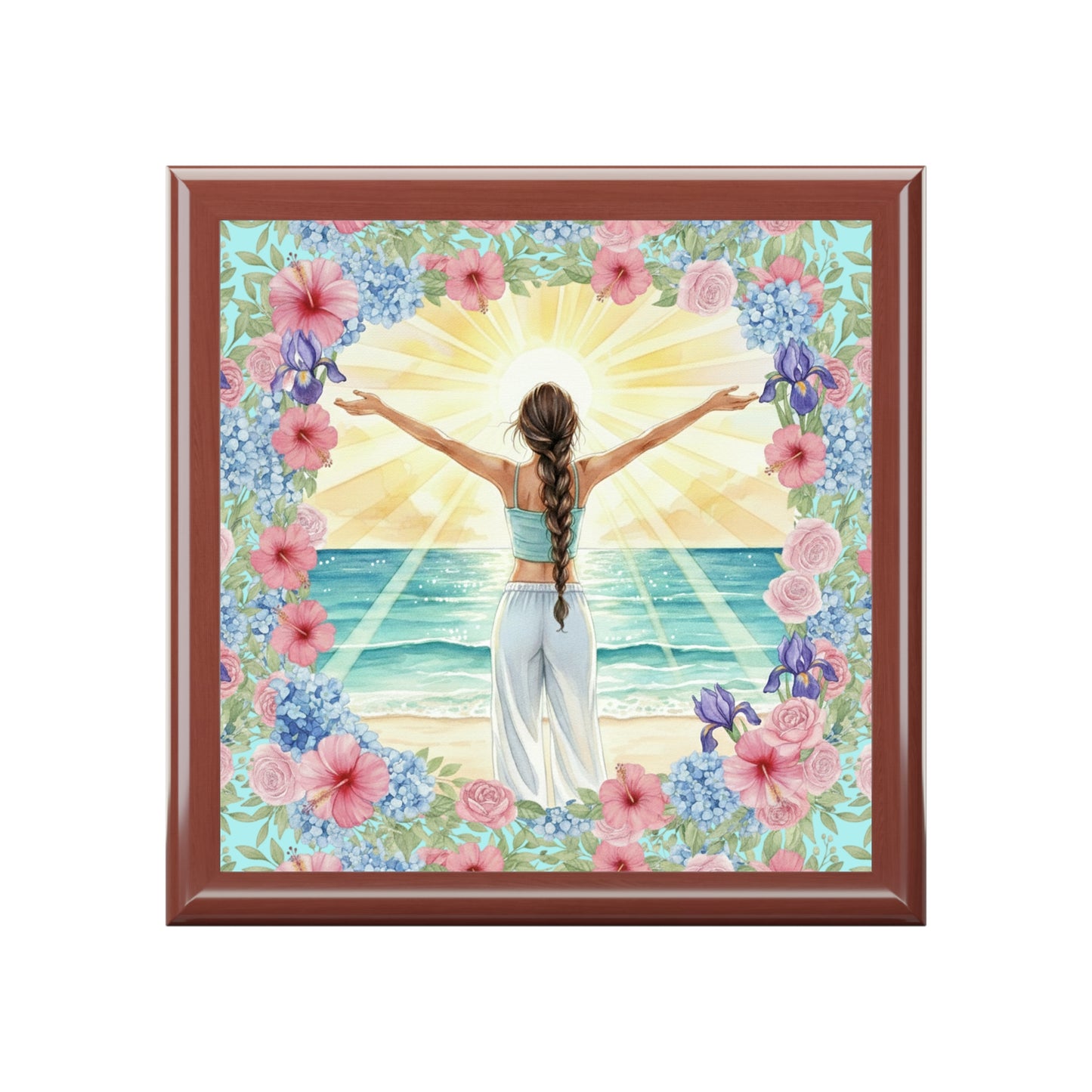 The Vivian - Ocean Breeze Jewelry Box with Floral Design for Treasure Storage