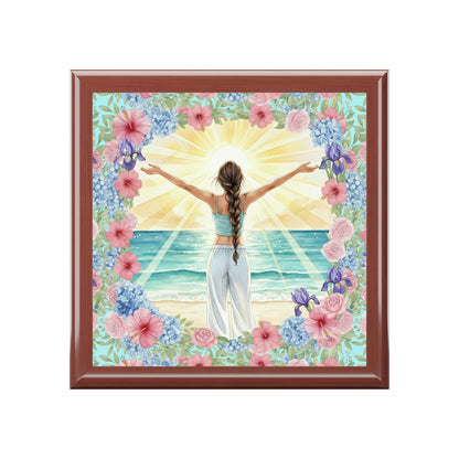 The Vivian - Ocean Breeze Jewelry Box with Floral Design for Treasure Storage