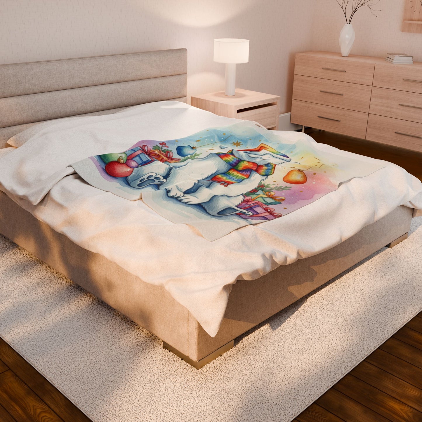 Cozy Polar Bear Holiday Plush Blanket