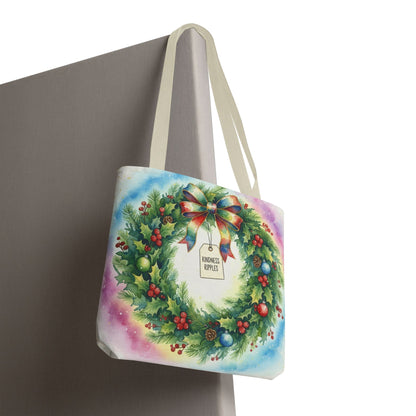 Holiday Wreath Tote Bag - Perfect for Christmas and Winter Celebrations