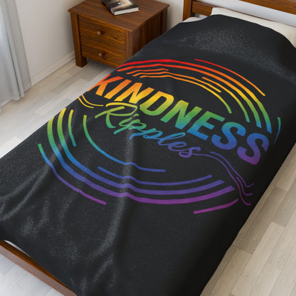 Kindness Ripples Velveteen Plush Blanket - Cozy Throw for Home, Gift for Friends, Rainbow Decor, Soft Plush Blanket, Inspirational Gift
