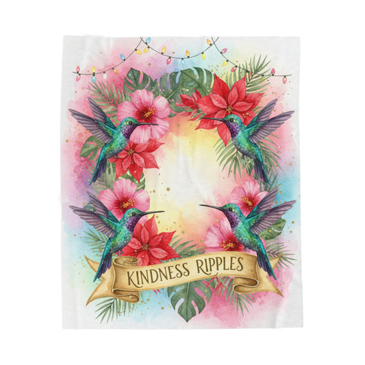 Tropical Hummingbird Velveteen Plush Blanket - Kindness Ripples Design