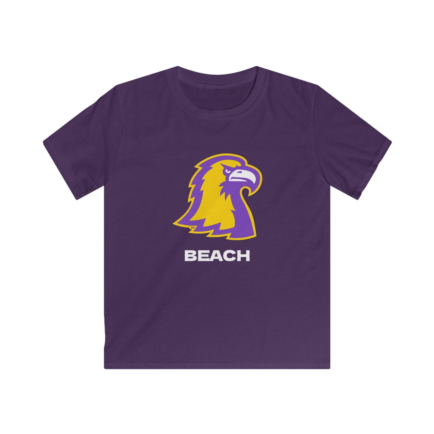 Kids Golden Eagle Logo Tee — "BEACH" Youth Sports T‑Shirt (Black & Purple)