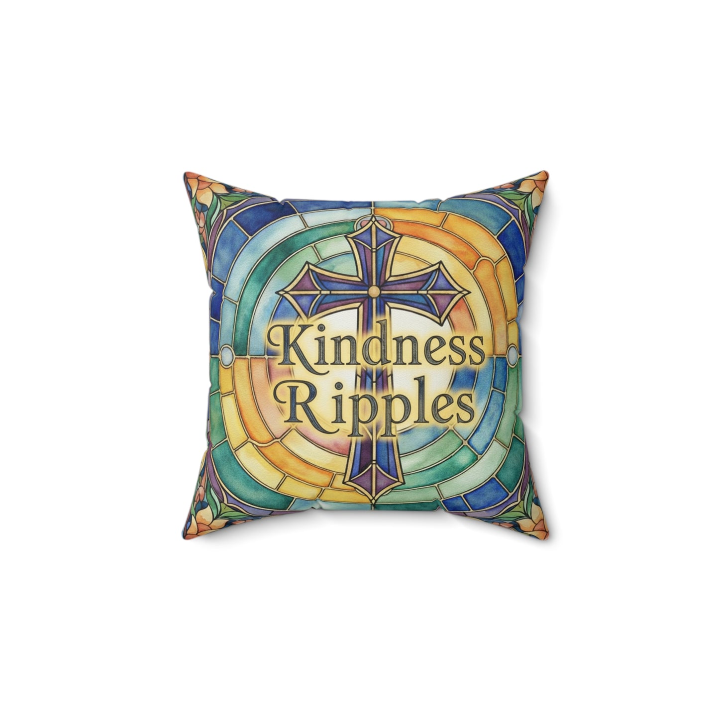 Colorful Kindness Ripples Throw Pillow - Inspirational Home Decor - Stained Glass - Kindness