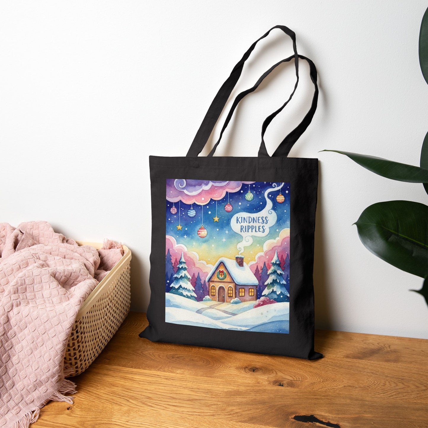 Kindness Ripples Cotton Canvas Tote Bag Gingerbread House