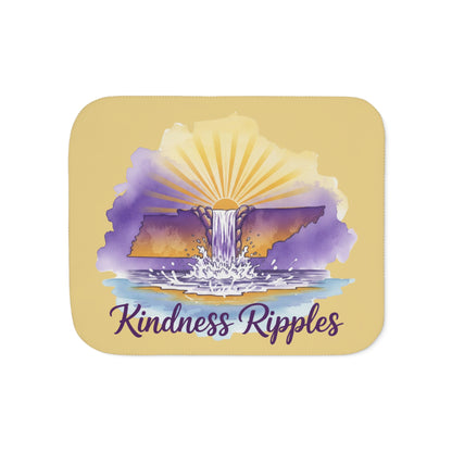 Sherpa Gold Kindness Ripples Retro Watercolor TN Blanket, Cookeville, TN, Waterfall Capital of the World, Purple and Gold