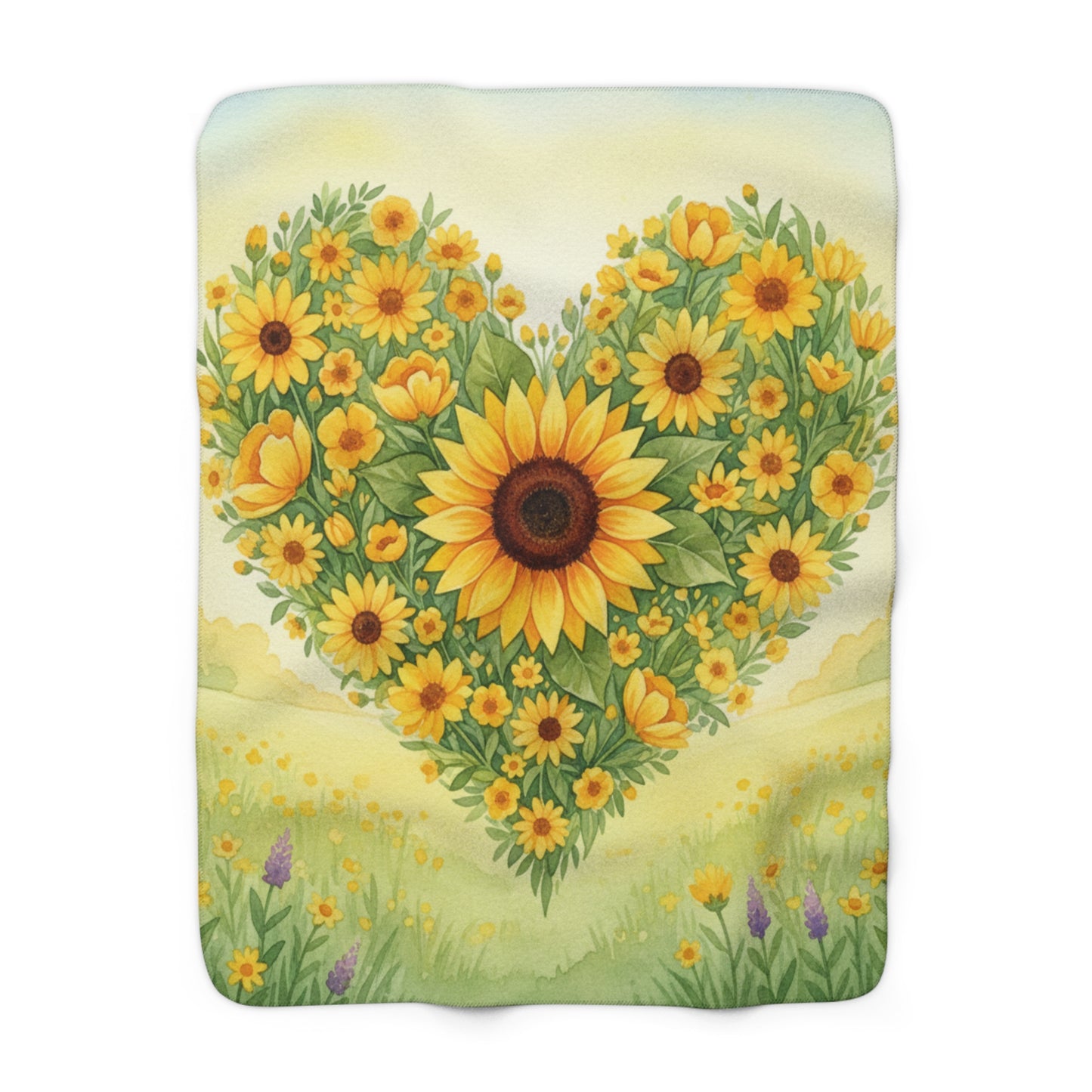 Heart of Sunshine Field of Flowers Sherpa Blanket