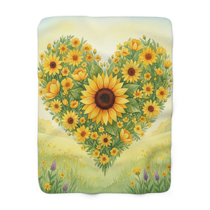 Heart of Sunshine Field of Flowers Sherpa Blanket