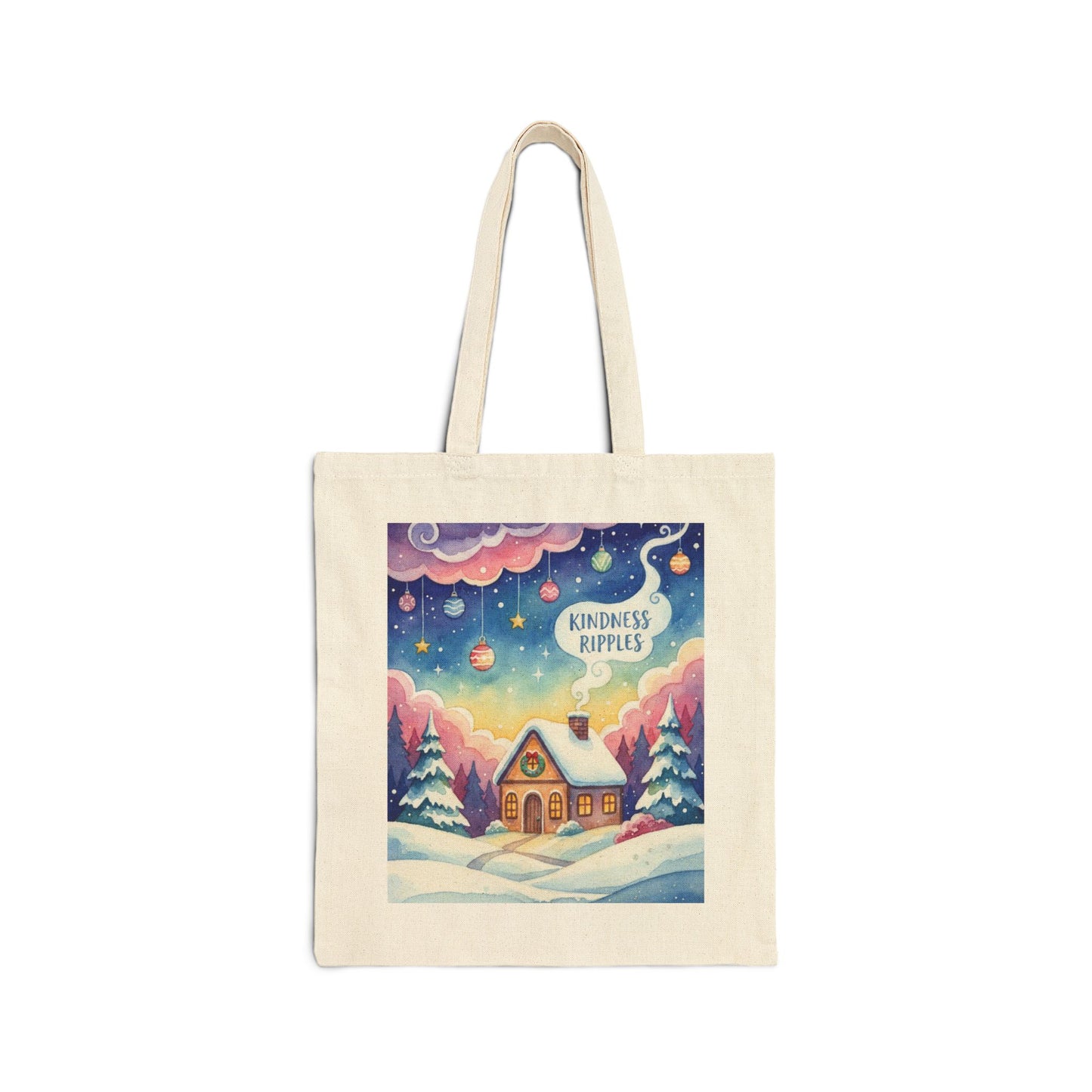 Kindness Ripples Cotton Canvas Tote Bag Gingerbread House