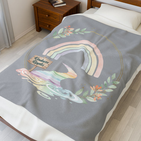 Rainbow Kindness Ripples Velveteen Plush Blanket