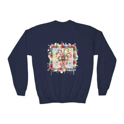 Candy Cane Youth Crewneck Sweatshirt - Festive Holiday Apparel