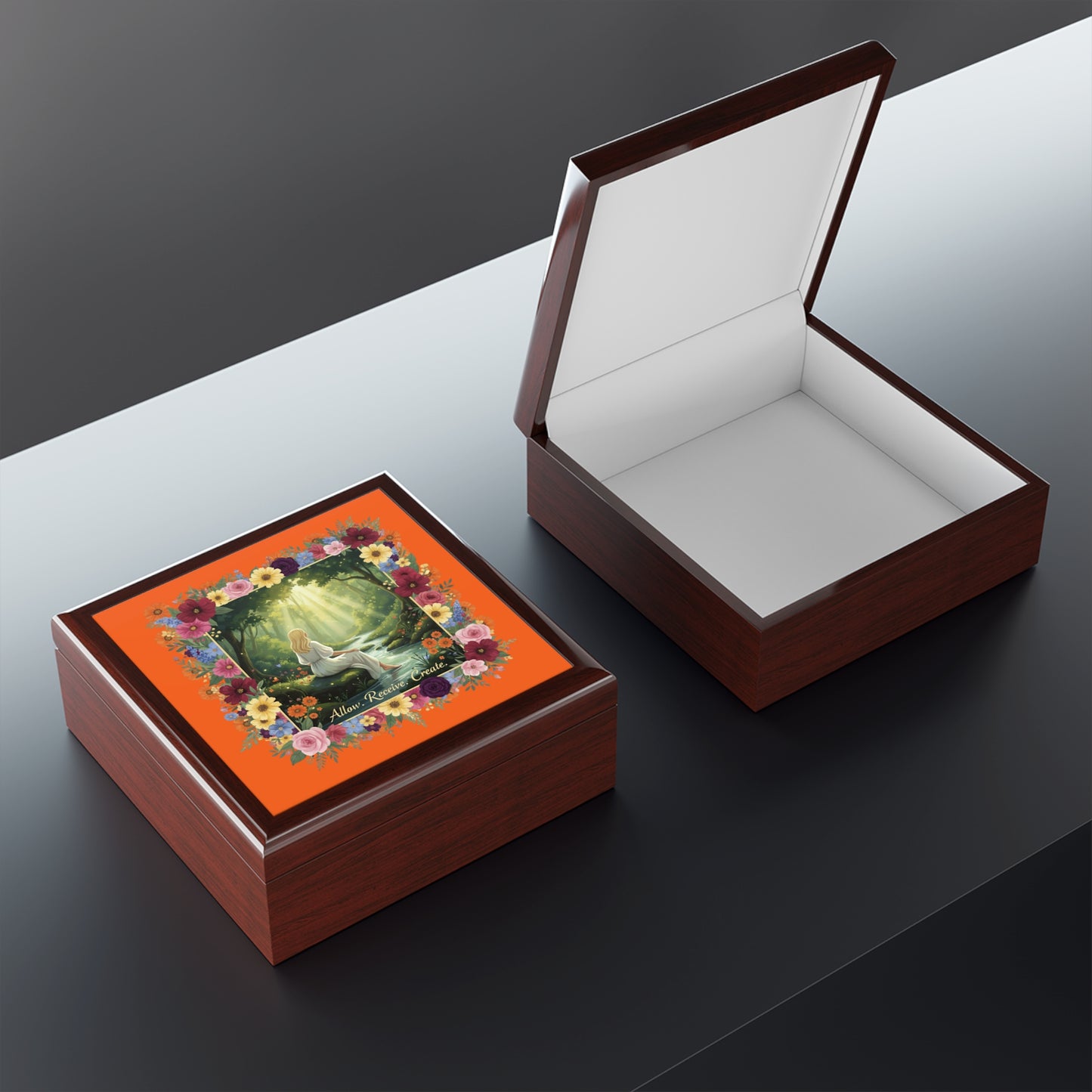 The Amanda - Floral Serenity Jewelry Box - Allow, Receive, Create Design