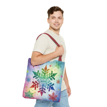 Kindness Ripples Winter Snowflake Tote Bag Colorful Kindness