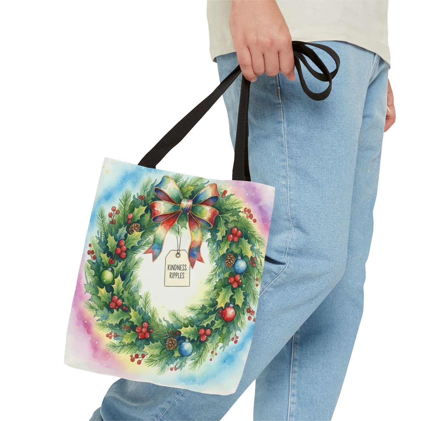 Holiday Wreath Tote Bag - Perfect for Christmas and Winter Celebrations