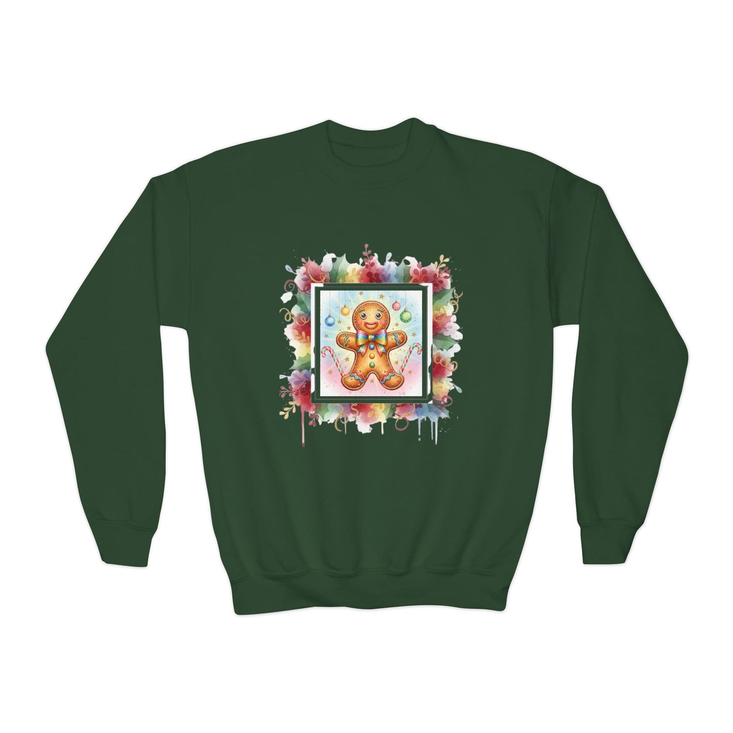 Cute Gingerbread Youth Crewneck Sweatshirt for Holiday Cheer