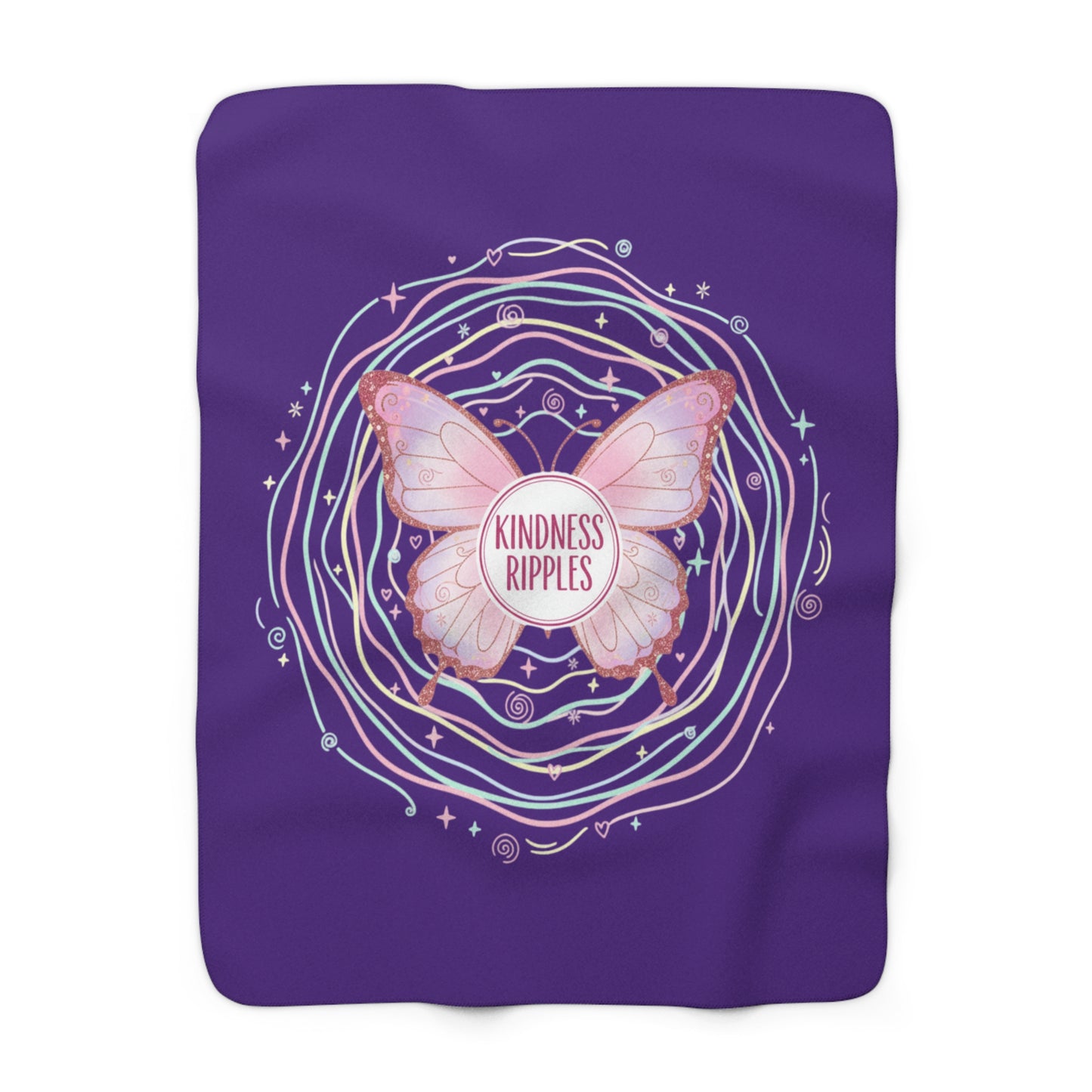 Cozy Kindness Sherpa Fleece Blanket, Soft Blanket, Gift for Her, Inspirational Decor, Butterfly Design, Home Warmth