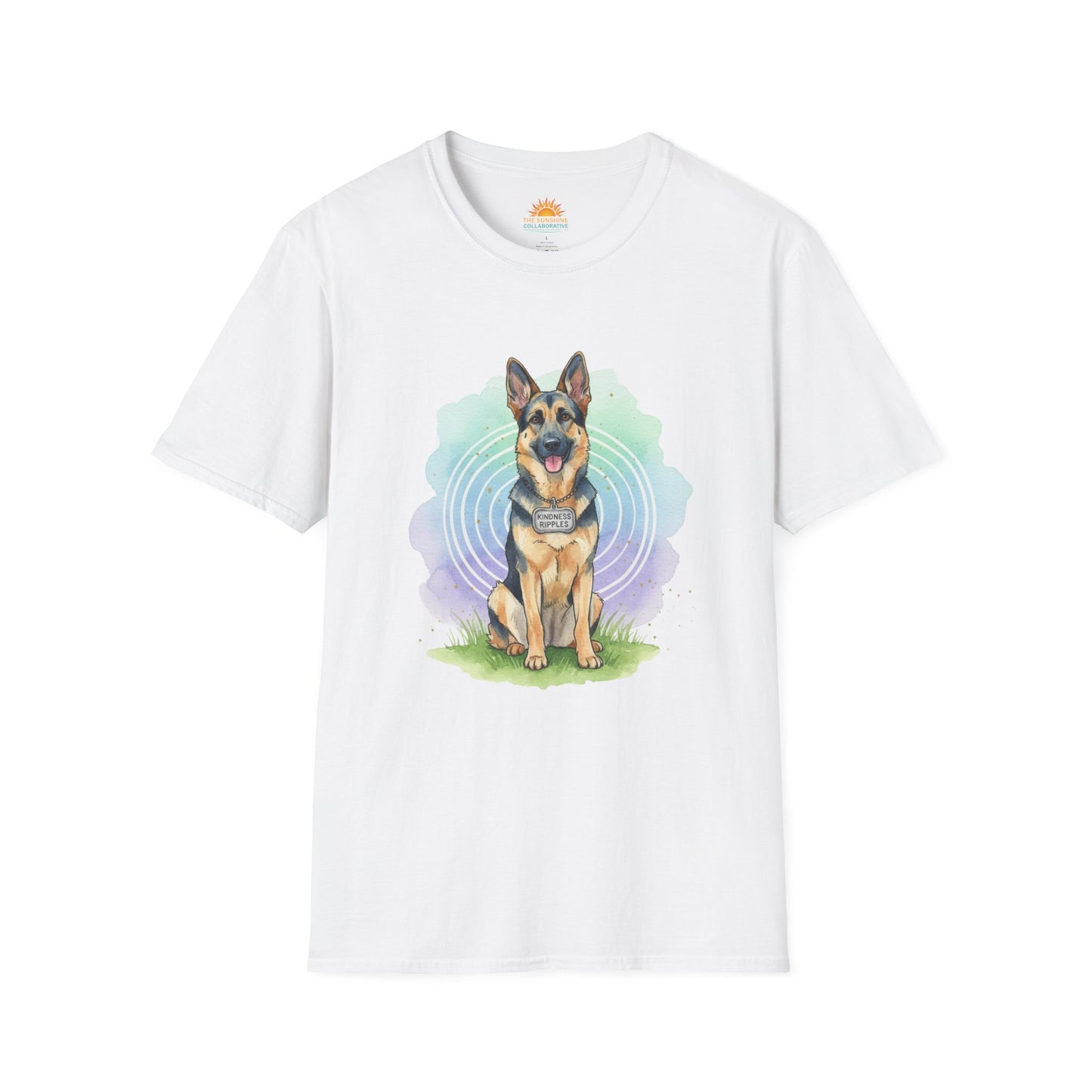 German Shepherd Graphic T‑Shirt — Cute Sitting Dog Art Tee - Kindness Ripples