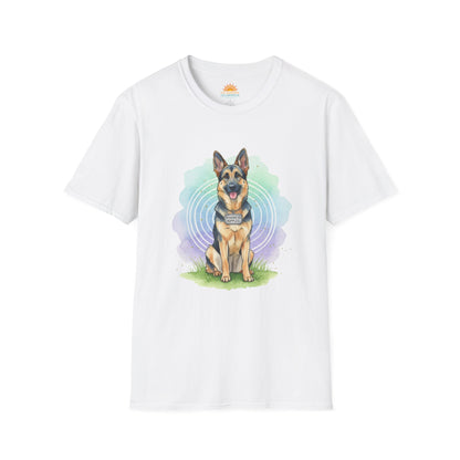 German Shepherd Graphic T‑Shirt — Cute Sitting Dog Art Tee - Kindness Ripples