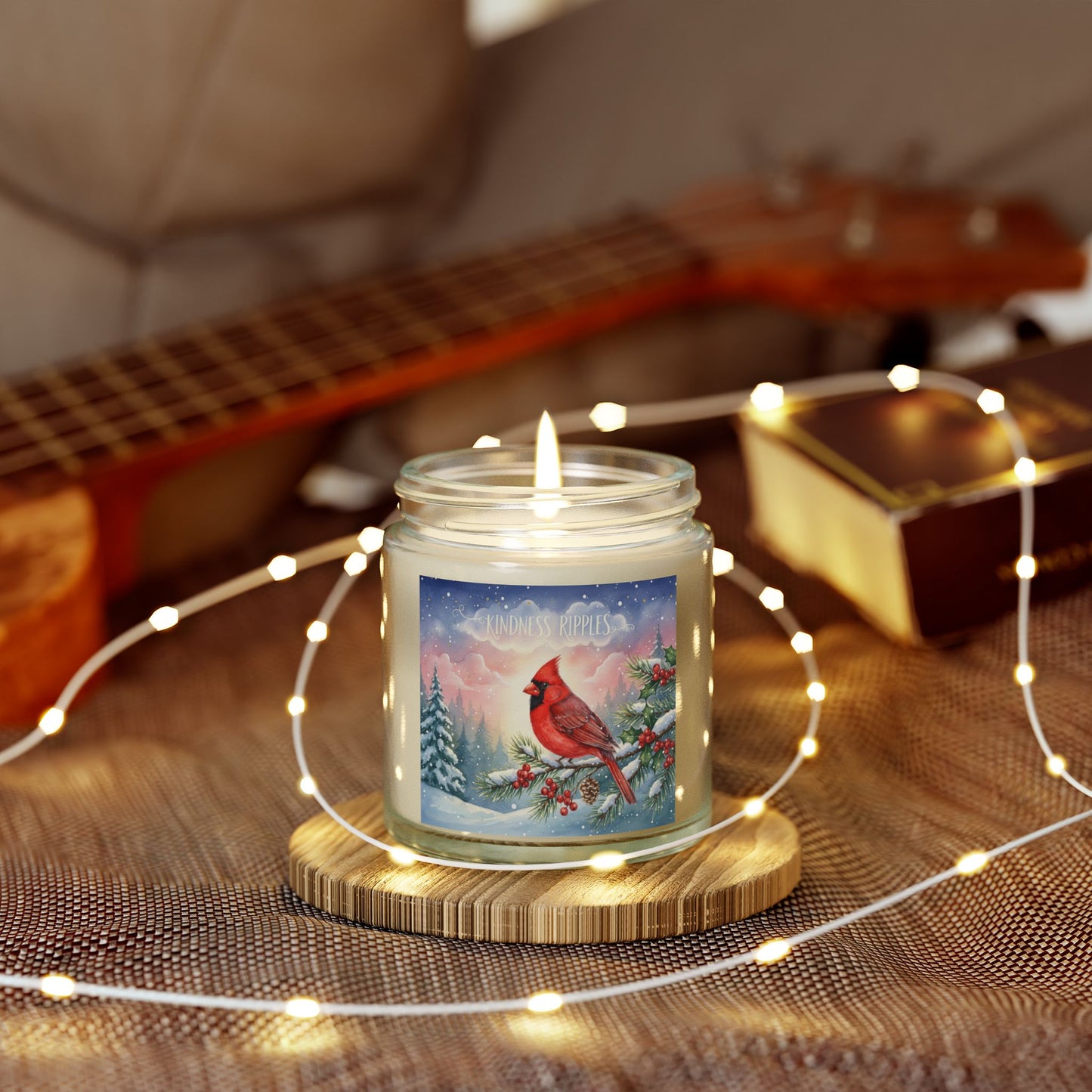 Holiday Scented Candle with Cardinal Design