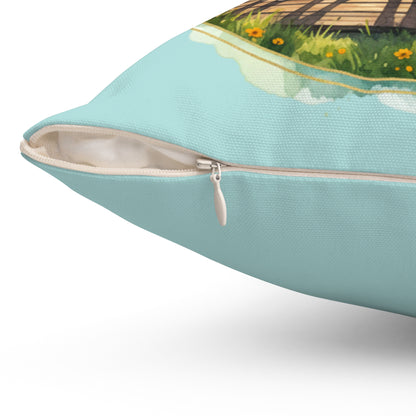 Pillow Fishing off the Dock Spun Polyester Square Pillow