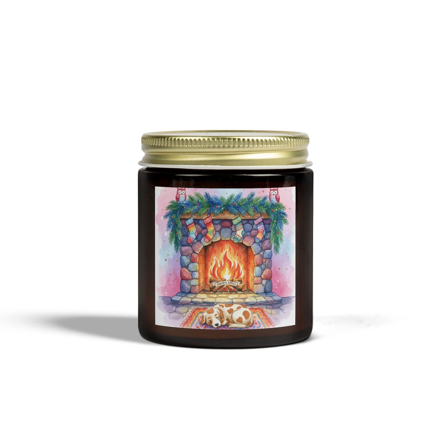 Cozy Fireplace Scented Candle - Coconut Apricot Wax (4oz & 9oz)