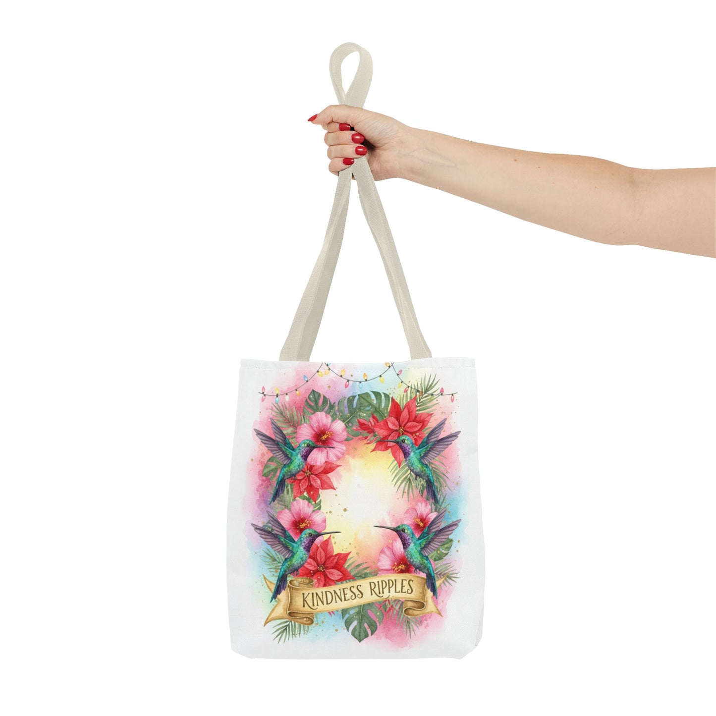 Colorful Kindness Christmas Hummingbirds Tote Bag