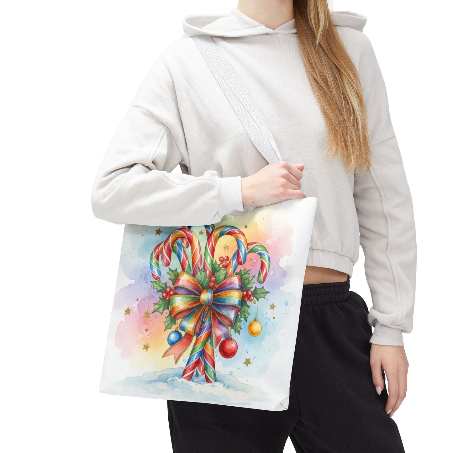 Festive Candy Cane Tote Bag