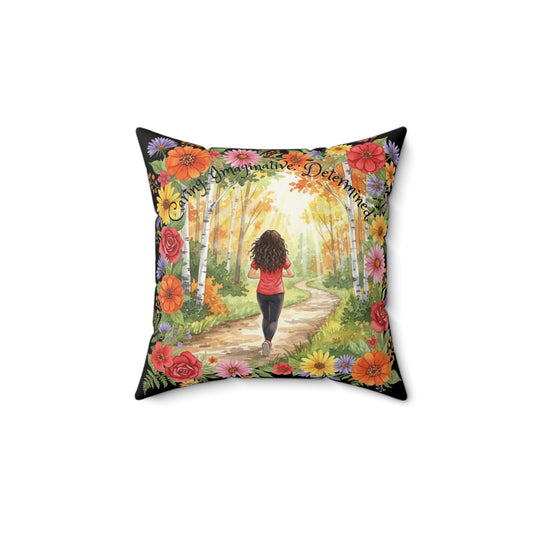 The Roxanne - Inspirational Floral Throw Pillow - "Determined and Capable"