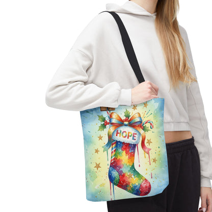 Colorful Holiday Hope Tote Bag
