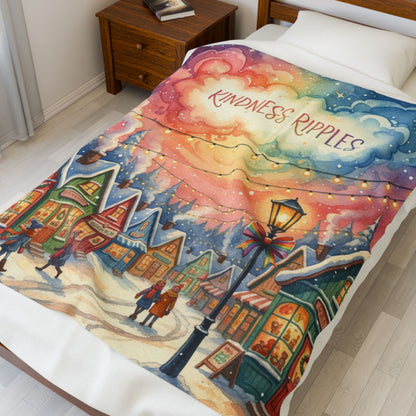 Kindness Ripples Velveteen Plush Blanket - Cozy Holiday Decor