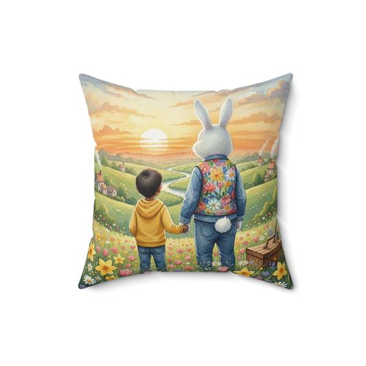Sunset Field Companions: Watercolor Spring Memory Pillow