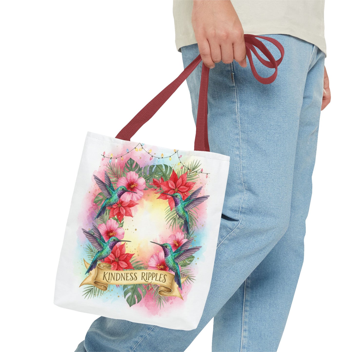 Colorful Kindness Christmas Hummingbirds Tote Bag