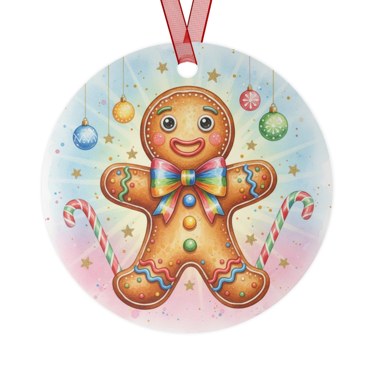 Gingerbread Man Metal Ornament for Christmas Tree