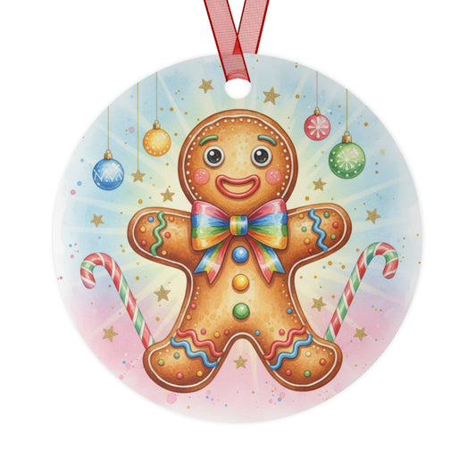Gingerbread Man Metal Ornament for Christmas Tree