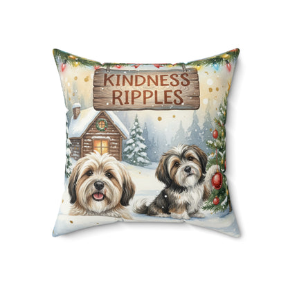 Tibetan Terriers Christmas Pillow – Holiday Tree & Gifts Decorative Throw Pillow