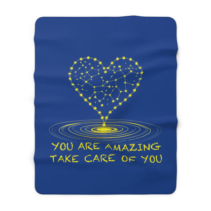Cozy Sherpa Fleece Blanket - Inspirational Starry Heart Design, Self-Care Gift, Home Decor, Cozy Nights, Thoughtful Present