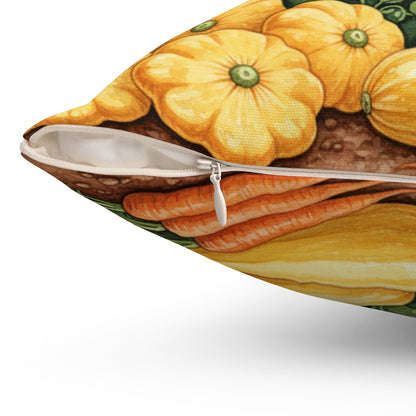 Golden Harvest Garden: Watercolor Vegetable Bounty Pillow