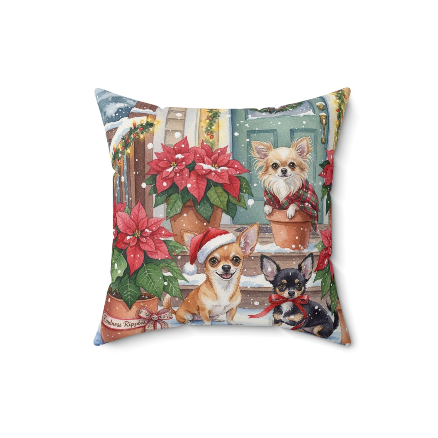 Pillow Holiday Chihuahuas Spun Polyester