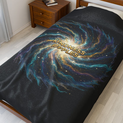 Cosmic Kindness Velveteen Plush Blanket, Cozy Throw, Galaxy Decor, Unique Gift, Home Comfort, Motivational Gift