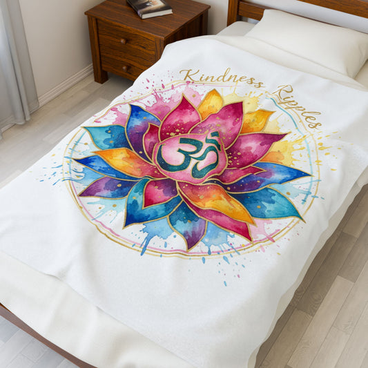 Colorful Lotus Kindness Ripples Velveteen Plush Blanket