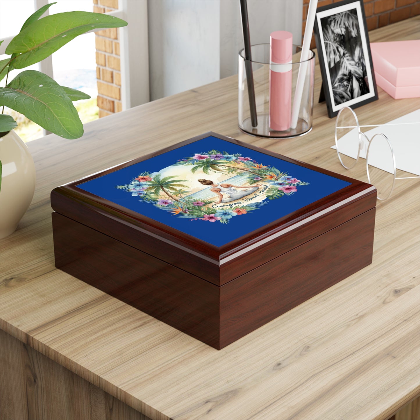 The Rachel - Tropical Meditation Jewelry Box with Floral Design