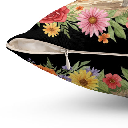 The Roxanne - Inspirational Floral Throw Pillow - "Determined and Capable"