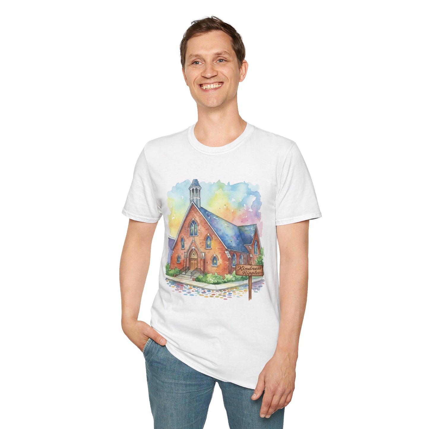 Watercolor Church Unisex Softstyle T-Shirt - Homage to the St. William Community