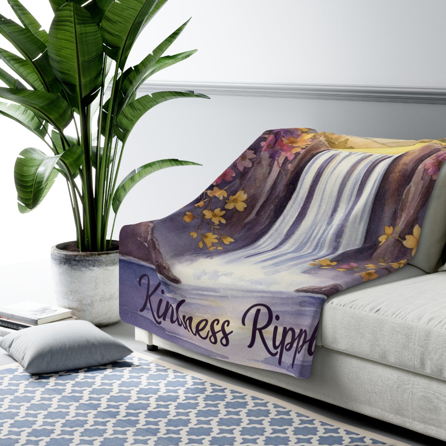 Sherpa Fleece Kindness Ripples Blanket - Cozy Floral Throw for Comfort and Inspiration, Cookeville, TN, Dogwoods, Waterfalls