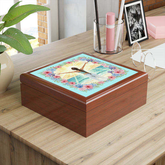 The Vivian - Ocean Breeze Jewelry Box with Floral Design for Treasure Storage