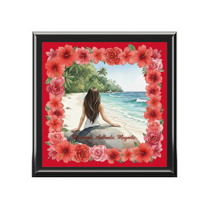 The Cristina - Tropical Floral Jewelry Box - Elegant Accessory Organizer with Hibiscus Design