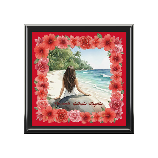 The Cristina - Tropical Floral Jewelry Box - Elegant Accessory Organizer with Hibiscus Design