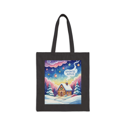 Kindness Ripples Cotton Canvas Tote Bag Gingerbread House